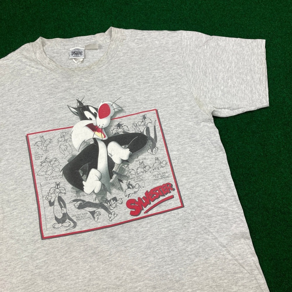 Vintage Looney Tunes Sylvester Shirt Mens L Gray 1994 Cat Cartoon Promo USA 90s‎